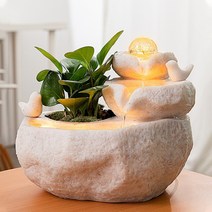 미니분수대 실내 인공폭포 장식 분수 가정용 가습 조경, 분수대+공+식물