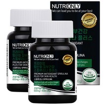 뉴트리온리 프리미엄 항산화 피부건강 스피루리나 플러스, 60정, 2개