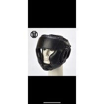 Black Boxing Headgear Head Guard MMA Kickboxing Training Protective Leather Gear