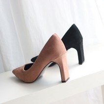 데일리 베이직 스웨이드 청키힐 하이힐 빅사이즈 8.5cm 225mm-265mm