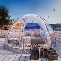 텐트우레탄창 원터치 육각 투명텐트 포장마차 천막, 블루 그레이 3.5x3.5x2.2M