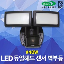 나스필 LED 듀얼헤드 40W 센서 벽부등 실내 실외 벽등 각도조절 실시간센서 생활방수 모션감지 적외선센서 공장 주택 펜션 공원 등 LED센서등 LED벽부등 LED벽등 LED조명, 주광색