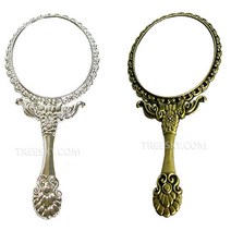 앤틱스타일 로즈스타 접이식 손거울-1개/ 중/11cm/신주 주석 실버 /접이식거울