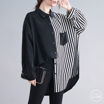 도오빠 여성 셔츠 스트라이프 남방 가오리핏 긴팔 카라셔츠 여자셔츠