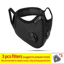 CoolChange 스포츠 페이스 마스크 PM2.5 오염 방지 러닝 트레이닝 보호 더스트 마스크 활성탄 필터 자전거 사이클링 마스크, 1Mask with 3filters_10