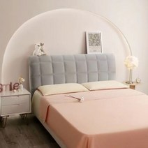 접이식벽침대 벽 걸이 접이식 접는 벽장 침대 두꺼운 벨벳 헤드 보드 커버 올 인클루시브 슈퍼 소프트 매끄러운 퀼트 단색 뒷면 먼지 보호대 커버, W230 x H70cm, Square Light Gray