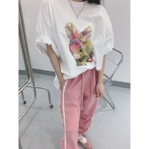 남녀공용 박시핏 디지털나염 반팔 티셔츠 사계절 캐주얼룩 키치 반티 (2color)