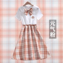 FANSYLI 중학생여여름한국판원피스소녀 스위트귀여운학생치마1488호 5F