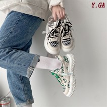 Y.GA 봄 가을 ins 여성 키높이 발편한 캐주얼 슈즈 여자 통근 굽높은 스니커즈 학생 패션 미끄럼 방지 운동화 3cm 통굽 신발 통기성이 좋아요