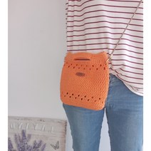 [라미니팅] 코바늘DIY 미니크로스백패키지, 블랙, 주황