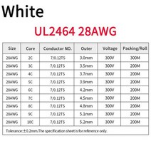 5M UL2464 30 28 26 24 22 20AWG 전선 케이블 채널 오디오 라인 2 3 4 5 6 7 8 9 10 코어 PVC 절연 구리 전력선