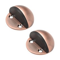 uxcell Stainless Steel Floor Door Stopper with Rubber Bumper Adhesive/Screw Mounted Copper Tone 2pcs, 1