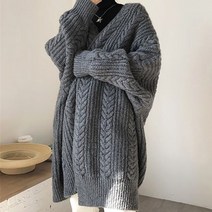 간절기 꽈배기 겨울 따뜻 롱 가디건 아우터 니트 도톰