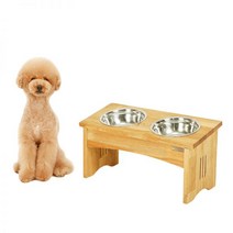 로블레 테이블 대형 2구 강아지 고양이 원목 식탁 식기 밥그릇, 기본_20cm