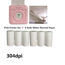 페이지라벨기 포토 네임 스티커 hq 304dpi 휴대용 열전사 포토 프린터 잉크 프리, 1-프린터 추가 6 롤
