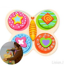 리시안제이 아기 도형 맞추기 나비 퍼즐 블럭 교구 2살 아기 선물 20개월 아기 교구