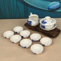 청화백자 실용적인 당초나비 개완 개합 다기세트, 단일속성