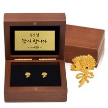골드모아 [골드모아] 순금 카네이션 뱃지 세트 미니우드 케이스 3.75g 24K