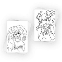 Colorpockit 4x6 엽서 컬러링 북 카드 덱 Black Girl Power and Color Me Kawaii. 리필 완벽한 휴대용 컬러링 키트. 12의 카드 컬러링 덱