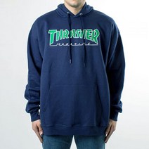 [트레셔 후드티집업] 아웃라인드 후드티 NAVY