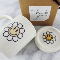 스마일데이지 에디션 마가렛 머그컵, 라인, 무지뚜껑, 선물포장없음