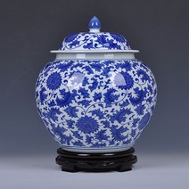Jingdezhen 세라믹 도자기 연꽃 대형 항아리 일반 저장 가구 제단 절인 양배추, 한개옵션1, 한개옵션0