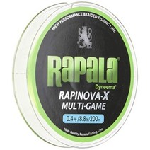 Rapala(라파라) PE 라인 라피노바 X 멀티 게임 200m 0.4호 8.8lb 4개 뜨개질 라임 그린 RLX200M04LG