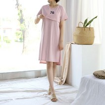 반팔 76 면수유원피스 여름 지퍼형 수유복 임부원피스