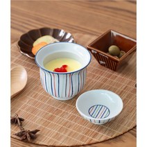 (1+1) 일본식 계란찜 일식 자왕무시 차완무시 찻잔 도자기 일본그릇(컵+뚜껑세트) 5종, 그린라인