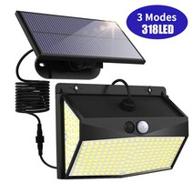 방가로용품 3 모드 PIR 모션 센서 방수 태양광 가로등 울타리 거리 정원 식 106/3, 03 318LED 3 Modes