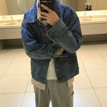 데님 코트 망홍 인스타그램 핫한 상의 홍콩풍 작업복 bf 트렌디한 슬랙스 재킷 멋쟁이 워싱 데님 청 자켓