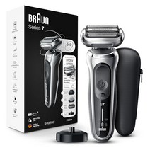 Braun Series 7 7032cs 남성용 플렉스 전기 면도기 수염 트리머 및 충전 스탠드 포함 습식 및 건식 충전식 무선 포일 면도기 실버