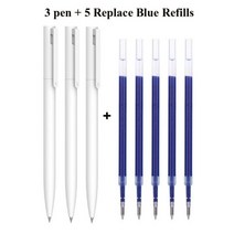 원래 Xiaomi 펜 쓰기 부드러운 빛 Mijia 프레스 코어 교체 리필 블루 레드 블랙 0.5mm 비즈니스 롤러 볼펜, 3pen 5blue refills