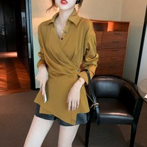 불규칙한 셔츠 블라우스 새틴 BS11196