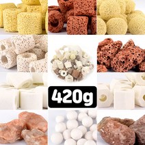 엄마의쇼핑 어항 수질 정화 여과재 혼합 420g 어항 레이아웃 바닥재 여과제, 여과재10종420g