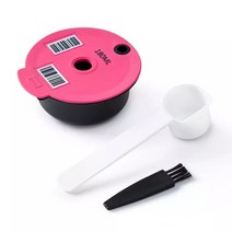 커피 캡슐 머신 가정용 미니 2022new 기계 재사용 가능한 컵 필터 바구니 bosch-s tassimo 카페 주방 가제트 용 포드 및 스푼 브러시, 60ml, 분홍