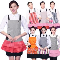 AE130 프릴 앞치마 레이스 집들이 선물 어린이집, AE130 검정체크+진핑크도트S