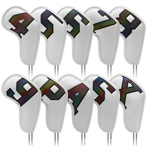 아이언통커버 골프헤드 10pcs 세트 클럽 스포츠 액세서리 웨지 4-9 aspx 그라디언트 번호 볼로드 보호 케이스 140, 흰색 그라디언트
