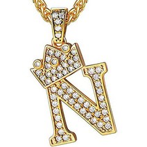 [Rockyu] 목걸이 남성 여성 스테인레스 스틸 골드 18 실버 지르코니아 영어 AZ 이니셜 멋진 힙합 스타일 액세서리