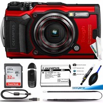 Deal-Expo 올림푸스 터프 TG-6 방수 카메라 레드 -32GB 기본 번들