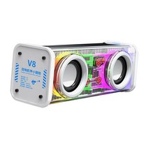 휴대용 무선 스피커 다채로운 RGB 빛 V5.3 홈 파티 데스크탑용 10W, 16.5cmx6cmx6.4cm, 플라스틱, 하얀색