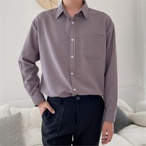 남자 여자 가을 커플 하객룩 루즈핏 무지 셔츠_SH0244