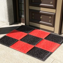 코일 쿠션 다용도 현관매트 체크매트, 블랙R