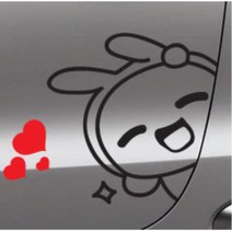 빼꼼스티커 차량용 자동차 데칼 스티커 코나 뒷문 아우디 카니발 QM5 스쿠터 얼룩가리기 올뉴말리부 NF소나타 뒷유리 스크래치커버 K3 아반떼MD 베뉴, 옐로우, 좌측 소형