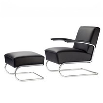 토넷 캔틸레버 안락의자 암체어 1인 소파 서재 라운지 체어 Thonet S411, 접촉면 천연가죽