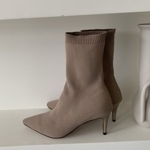 구두모모 여성용 니트 스판 앵클부츠 (7cm)