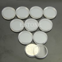 핫 10pcs 24mm 투명 둥근 케이스 동전 저장 캡슐 홀더 라운드 플라스틱, 분명한