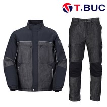 가을 겨울 작업복 T-471 상의 하의 별매 M~4XL 블랙데님 근무복 방한복 남자 정전기방지 패딩 티뷰크