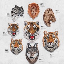 열접착 평온호랑이대형 와펜 정글 맹수 자수 패치