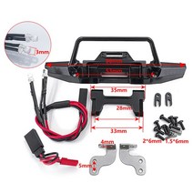 trx4m AXSPEED-금속 충돌 방지 전면 후면 범퍼 LED 조명 포함 트랙사스 TRX4M 디펜더 1/18 RC 크롤러 자동차 모델 업그레이드 부품용, [01] Front